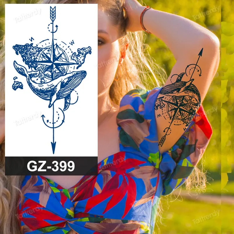 juice long lasting tatto sticker wings angel moon sun compass dragon fake tattoo waterproof transfer tatouage temporaire femme