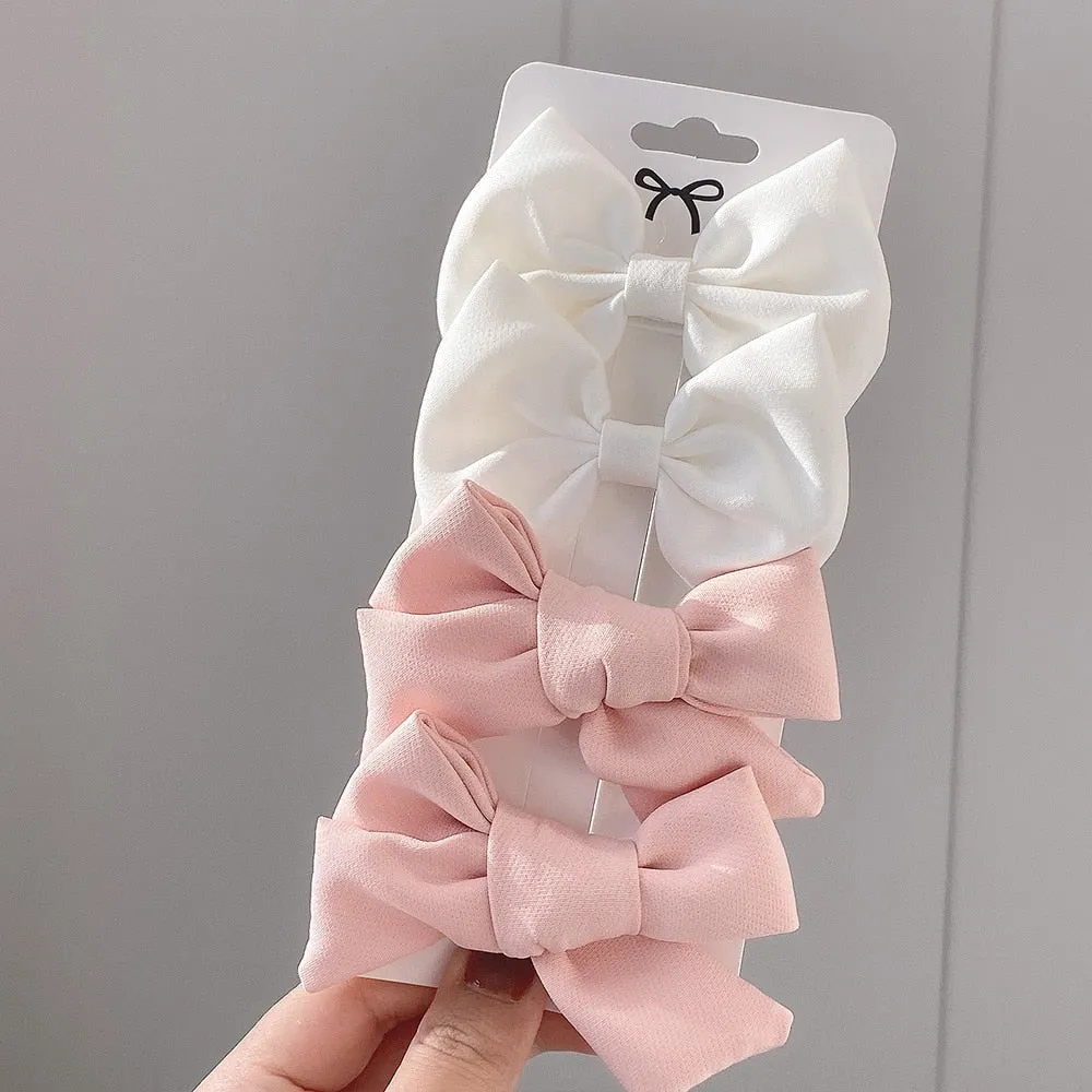 4Pcs/set 2021 New Leopard Print Hair Clips For Cute Girls BB Boutique Hairpins Bowknot Barrettes Headwear Kids Hair Acesssories