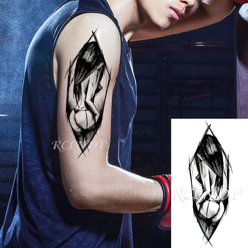 Waterproof Temporary Tattoo Sticker Sexy Thigh Love Sick English Words Gothic Water Transfer Fake Tatto Flash Tatoo for Women