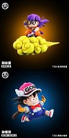 Arale Riding Cloud & Running Son Goku - Dr. Slump Dragon Ball Resin Statue - ToyBirds Studio