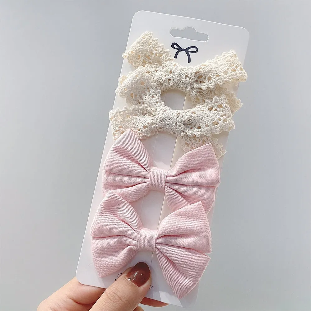 4Pcs/set 2021 New Leopard Print Hair Clips For Cute Girls BB Boutique Hairpins Bowknot Barrettes Headwear Kids Hair Acesssories