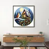 >SALE<Full Embroidery Eco-cotton Thread 11CT Printed Xmas Cottage Cross Stitch 40x40cm
