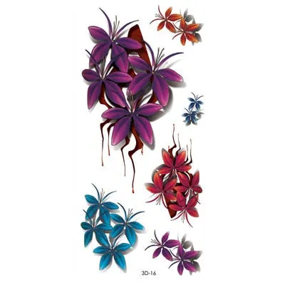 3D Feather Butterfly Rose Flower Temporary Tattoos Sticker for Women Body Art Makeup Waterproof Tattoo Sticker Halloween Gift