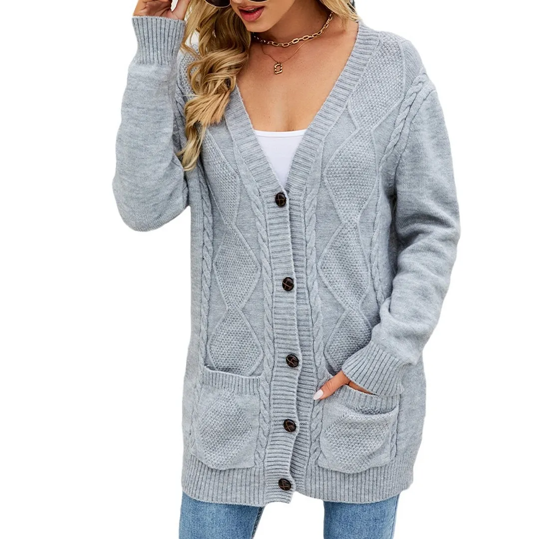 Athvotar Athvotar Long Coat Women's Long Dress Long Female Solid Color Mah-Button Cardigan Long-Sleeved British Style