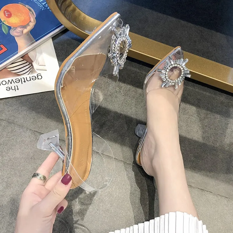 Luxury Women Pumps 2019 Transparent High Heels Sexy Pointed Toe Slip-on Wedding Party Brand Fashion Shoes For Lady Size 34-41