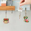 (US Local)6PCS  Merry Christmas DIY Diamond Painting Keychain Diamond Art Kits