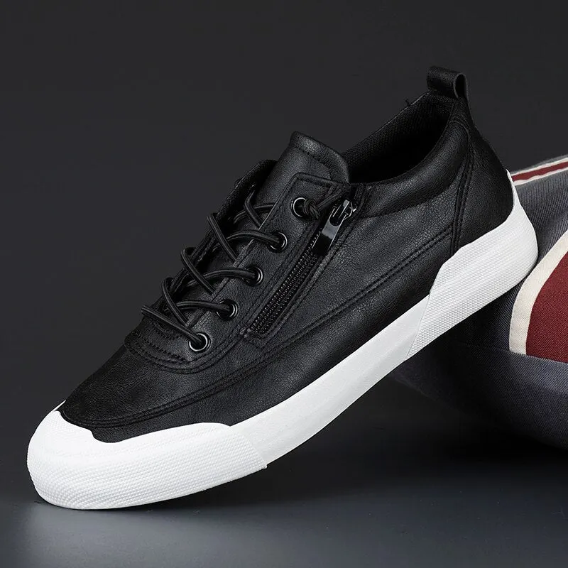 Leather Men Sneakers zips Qulaity Casual shoes Slip-on Softy Luxury brand shoes for Men Loafers outdoor Moccasins Driving Shoes