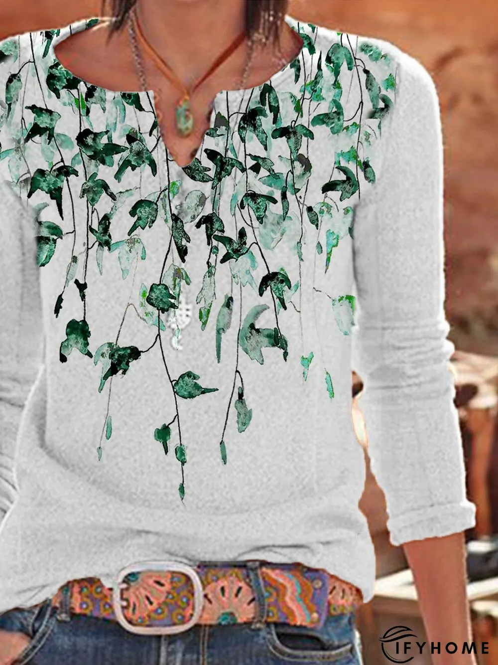 Long Sleeve Printed Shirt & Top | IFYHOME