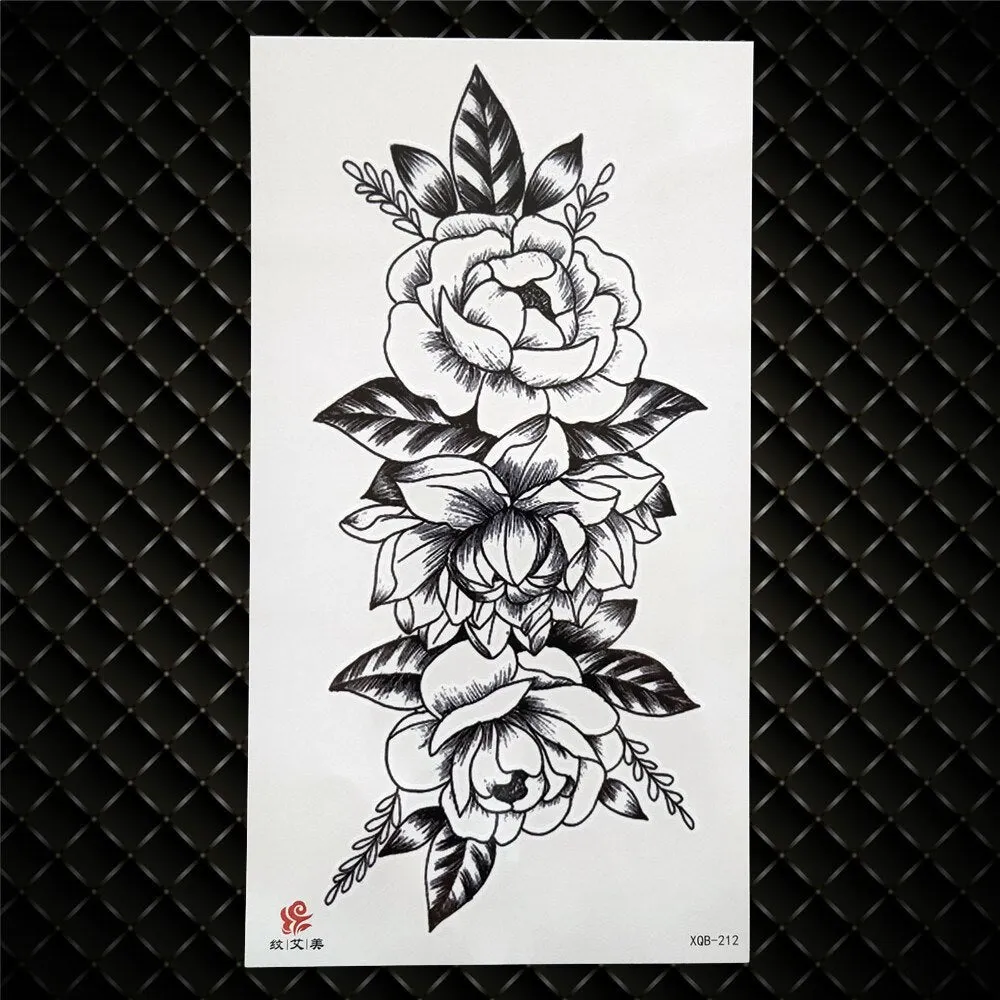 3D Skeleton Fake Temporary Tattoo For Women Men Death skull Dragon Tattoos Geometric Rose Creative Waterproof Tatoos Chest Waist