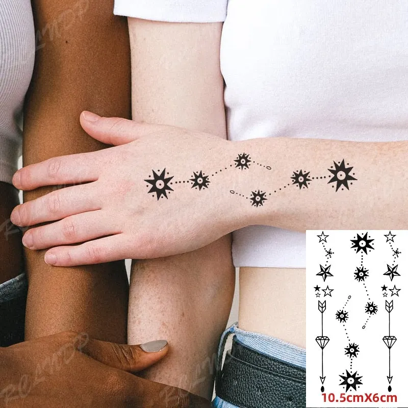 Waterproof Temporary Tattoo Sticker crown cross letter black tatto flash tatoo fake tattoos for men women