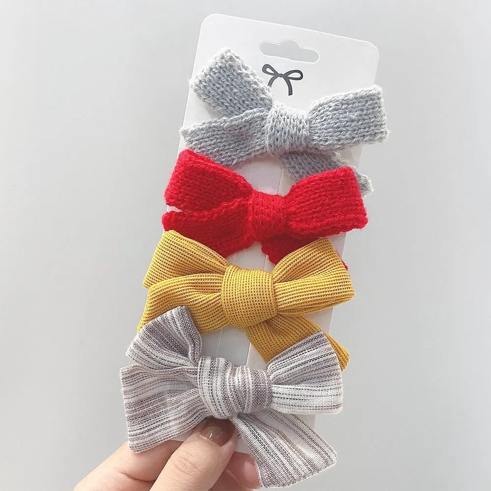 4Pcs/set 2021 New Leopard Print Hair Clips For Cute Girls BB Boutique Hairpins Bowknot Barrettes Headwear Kids Hair Acesssories