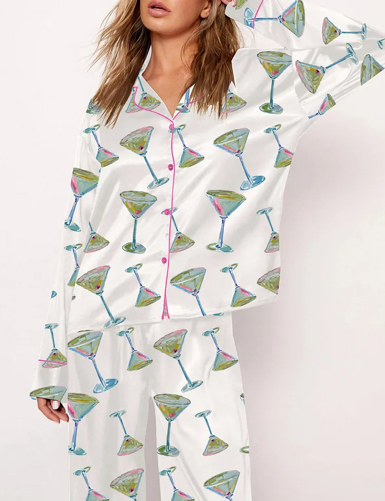 Women's Martini Glasses Cocktail Pajama Set