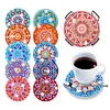 12Pcs/set Diamond Painting Mandala Coaster Cup Cushion with Rack Home Decor