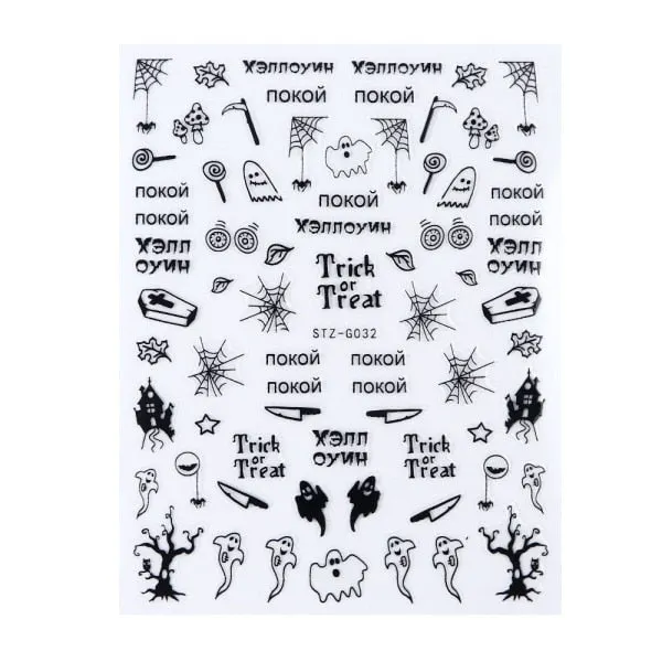 Nail Stickers Back Glue Multiple colors Hallowmas Designs Nail Decal Decoration Tips For Beauty Salons-Nail Inspo