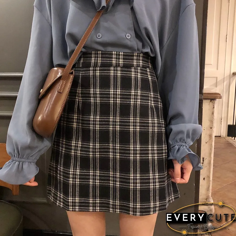 Skirts Women Retro Plaid Summer Mini Skirt A-line Ulzzang High Waist Students New Arrival Fashion Girls Female Stylish Fit 2XL