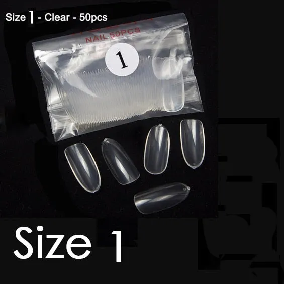 50Pcs/bag Natural Clear Nails Same Size Of Oval Shape False Nail Tips Purchase Specific Sizes Fake Nails For Paintting Prastic-Nail Inspo