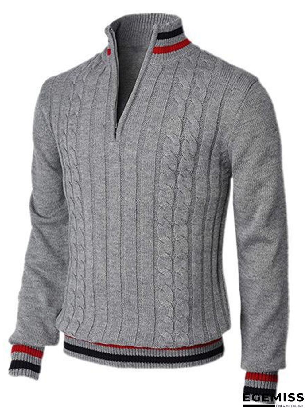 Color-block Zip-up Turtleneck Men's Knit Sweater | EGEMISS