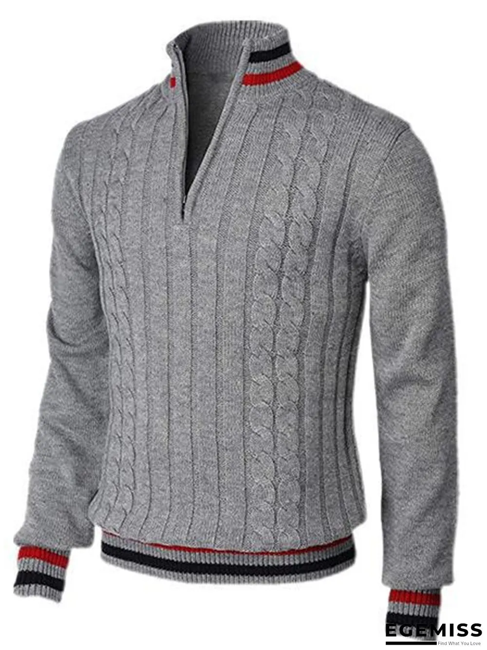 Color-block Zip-up Turtleneck Men's Knit Sweater | EGEMISS