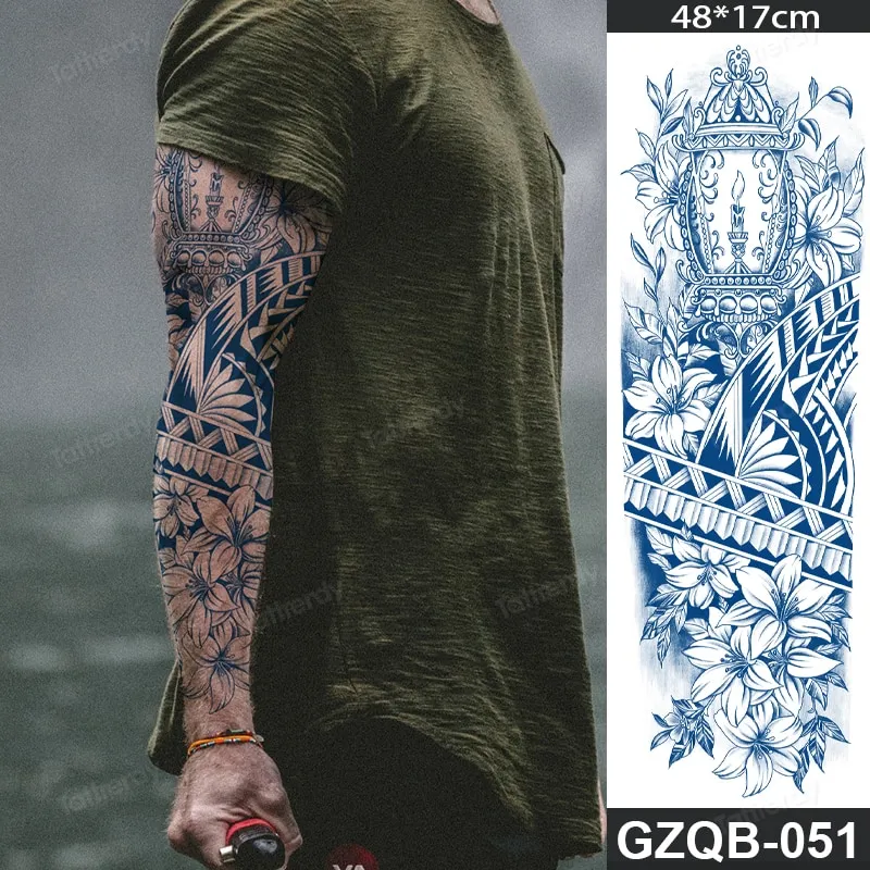 Sdrawing transfer tattoo fake large size full arm tattoo sleeve juice ink long lasting waterproof temporary tattoos men body art