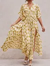 Retro Ethnic Printed Batwing Sleeves Maxi Dress