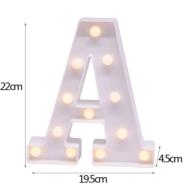 DIY LED Letter Night Light Creative 26 English Alphabet Number Battery Lamp Romantic Wedding Party Decoration