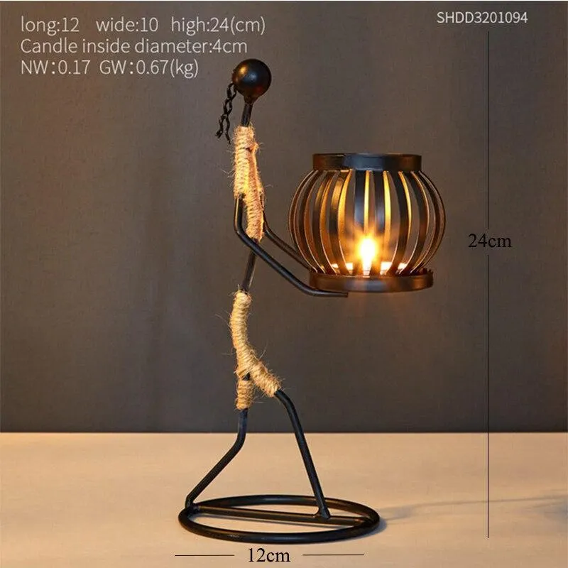 Creative Metal Candlestick Character Model Golden Candle Holder Living Room Home Decor Office Desktop Decor Accessories Gifts 1029
