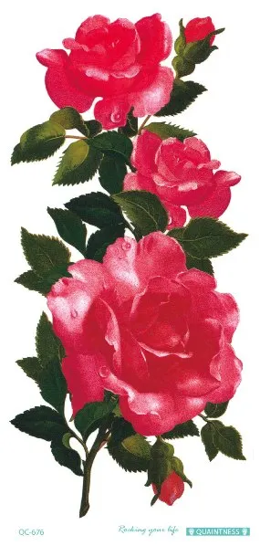 QC-671/20X10cm Long Colorful High Solution Body Art Purple Peony Flowers Circle Design Temporary Fake Flash Tatoo Sticker Taty
