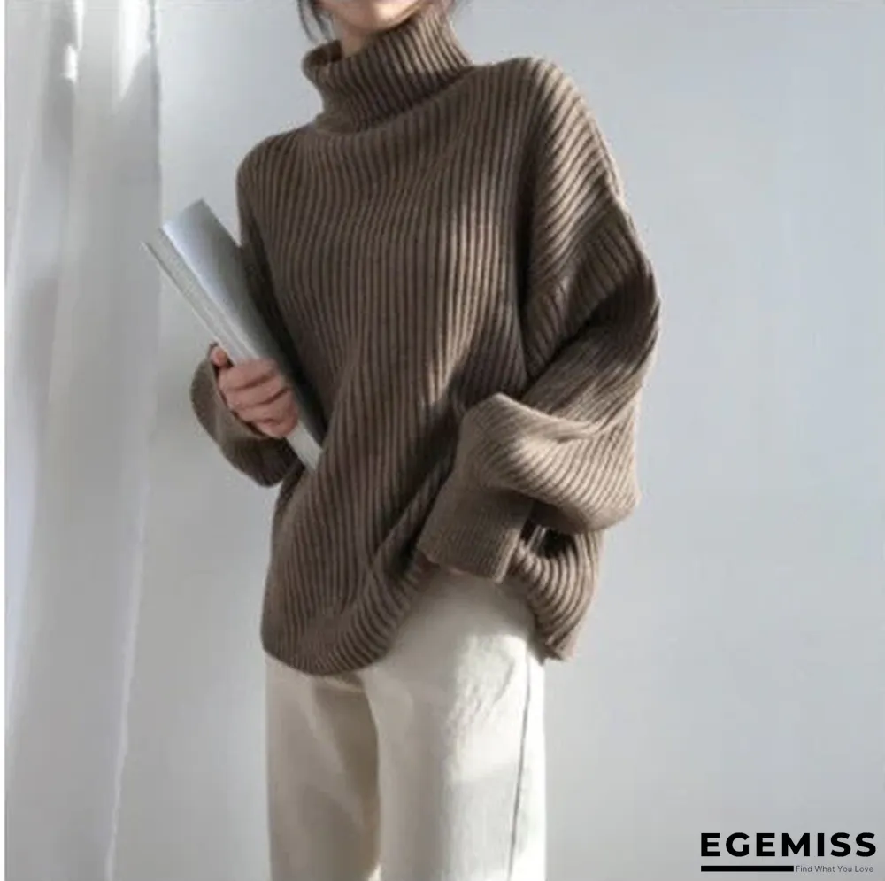 Chic Style Solid Color Turtleneck Lazy Leisure Long Sleeve Sweater | EGEMISS