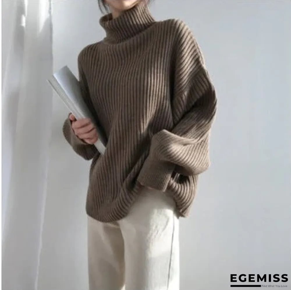 Chic Style Solid Color Turtleneck Lazy Leisure Long Sleeve Sweater | EGEMISS