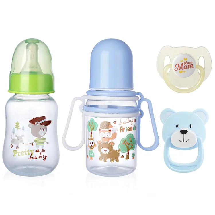 Magnetic Pacifier and Cute Animal Bottle 4-Pieces Set Safe Reborn Baby Doll Accessories