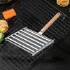 Hot Dog Roller with Wood Handle Stainless Steel Griller Grill Accessories (L)