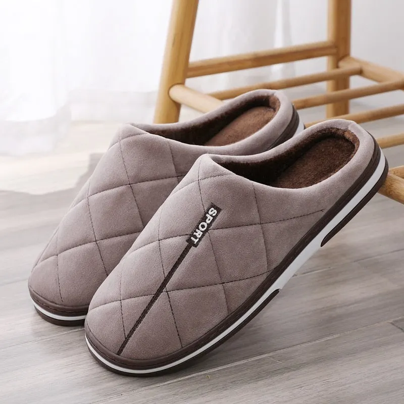 Size 47 48 49 50 Large Size Men's Cotton Slippers for Autumn Winter Extra Large Plus Size Home Warm Thick-soled Indoor Slippers