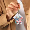6pcs 5D Diamond Art Key Rings Art Craft DIY Special-shaped Drill Butterfly Flag Keychain Kit