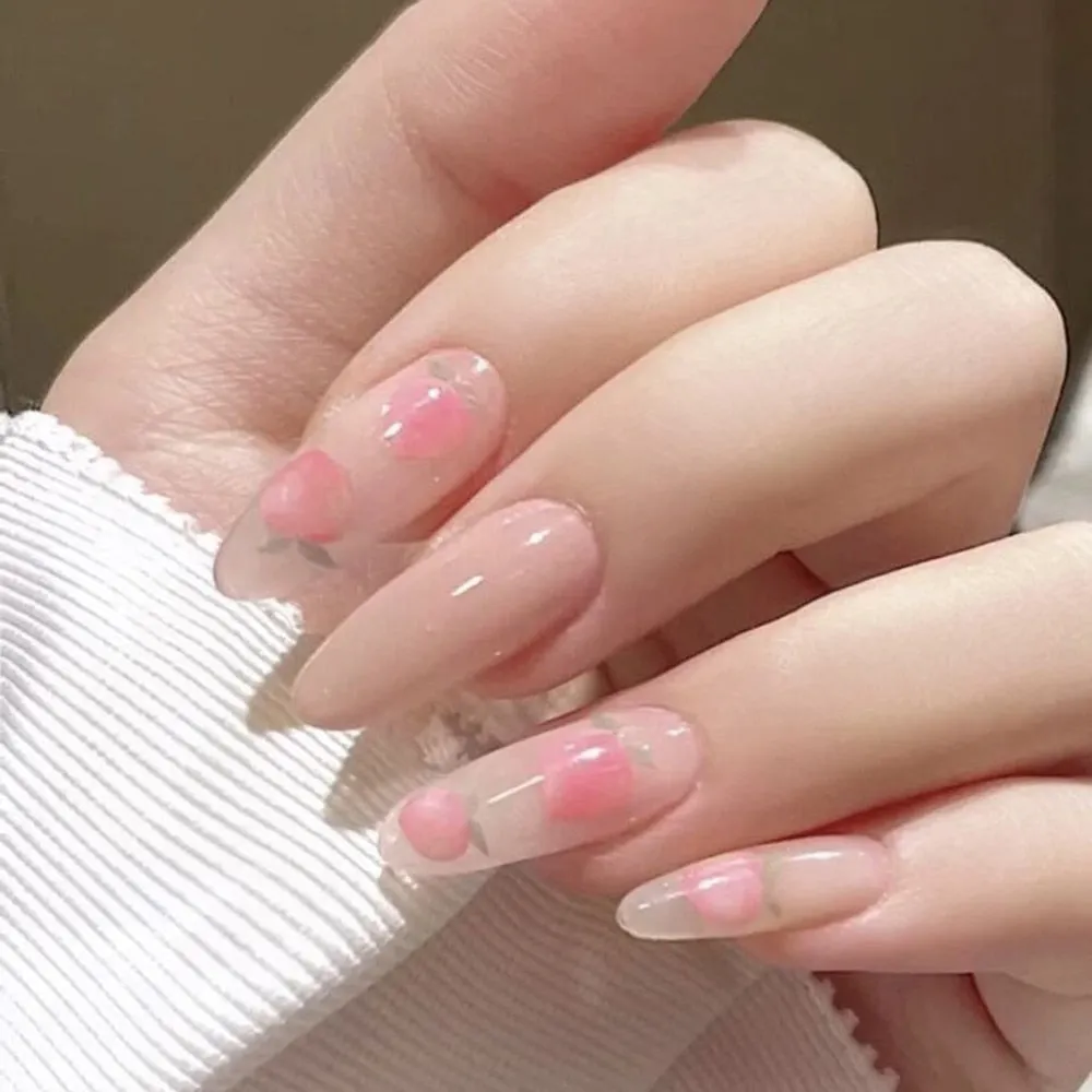 24Pcs Detachable False Nails Long Ballerina Artificial Fake Nails Full Cover Jelly Red Coffin Nail Tips DIY Manicure Tool 515-Nail Inspo