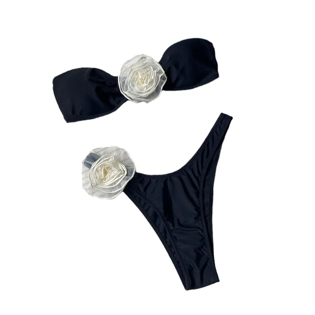 Brownm Brownm New Three-Dimensional Flower Hot Girl Bikini Hot Triangle Pants Split Sexy Swimsuit