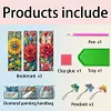 (US Local)3Pcs Special Shape Flowers Diamond Painting Art Bookmark with Pendant for Books