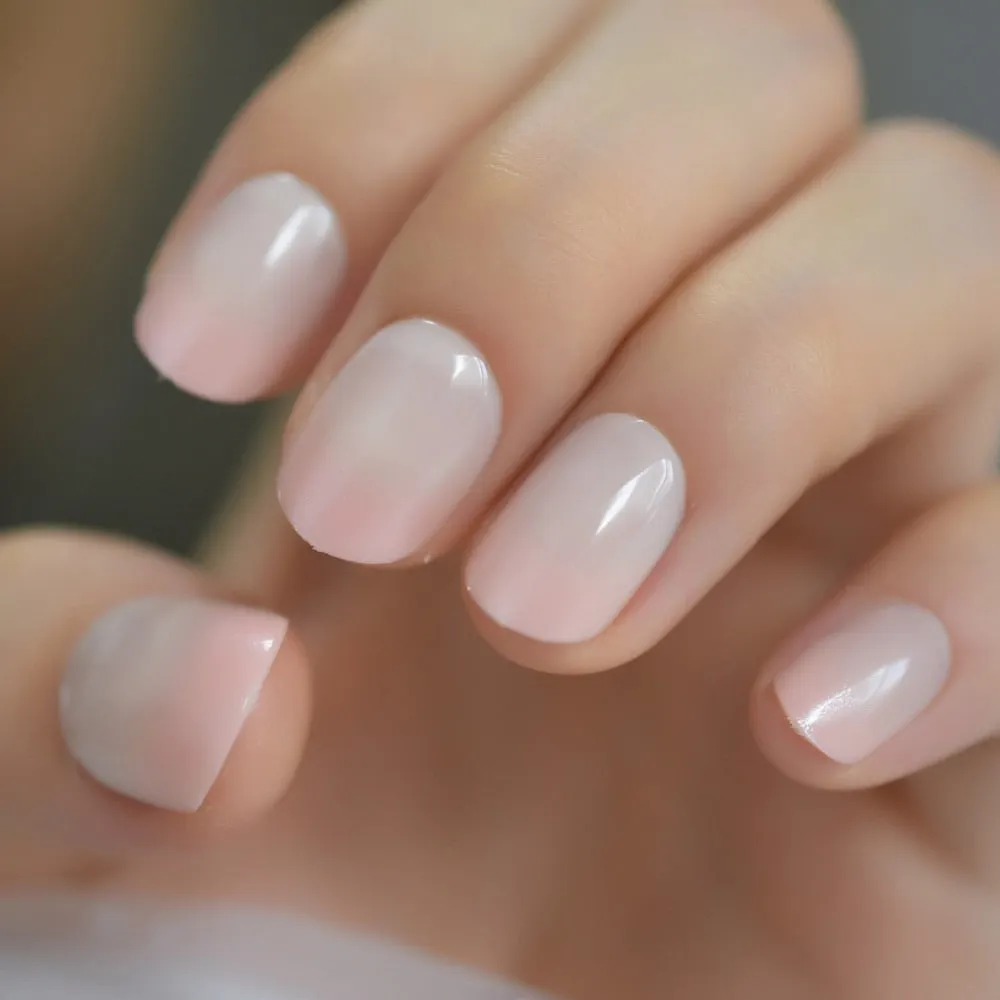 Mix Color Nail Short Squoval Dark Red Petie Fake Nails Glossy Shiny Ladies Fingernails Perfect for Office Lady with Adhesive-Nail Inspo