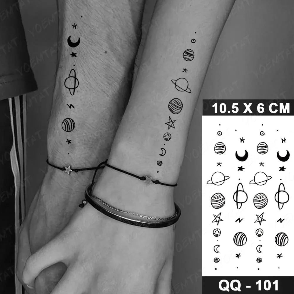 Waterproof Temporary Tattoo Sticker Moon Star Universe Cloud Flash Tatoo Cute Lines Hand Wrist Fake Tatto For Body Art Women Men