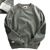 Casual Terry Flocking Thickened Sleeve Patch Round Neck Sports Sweatshirt