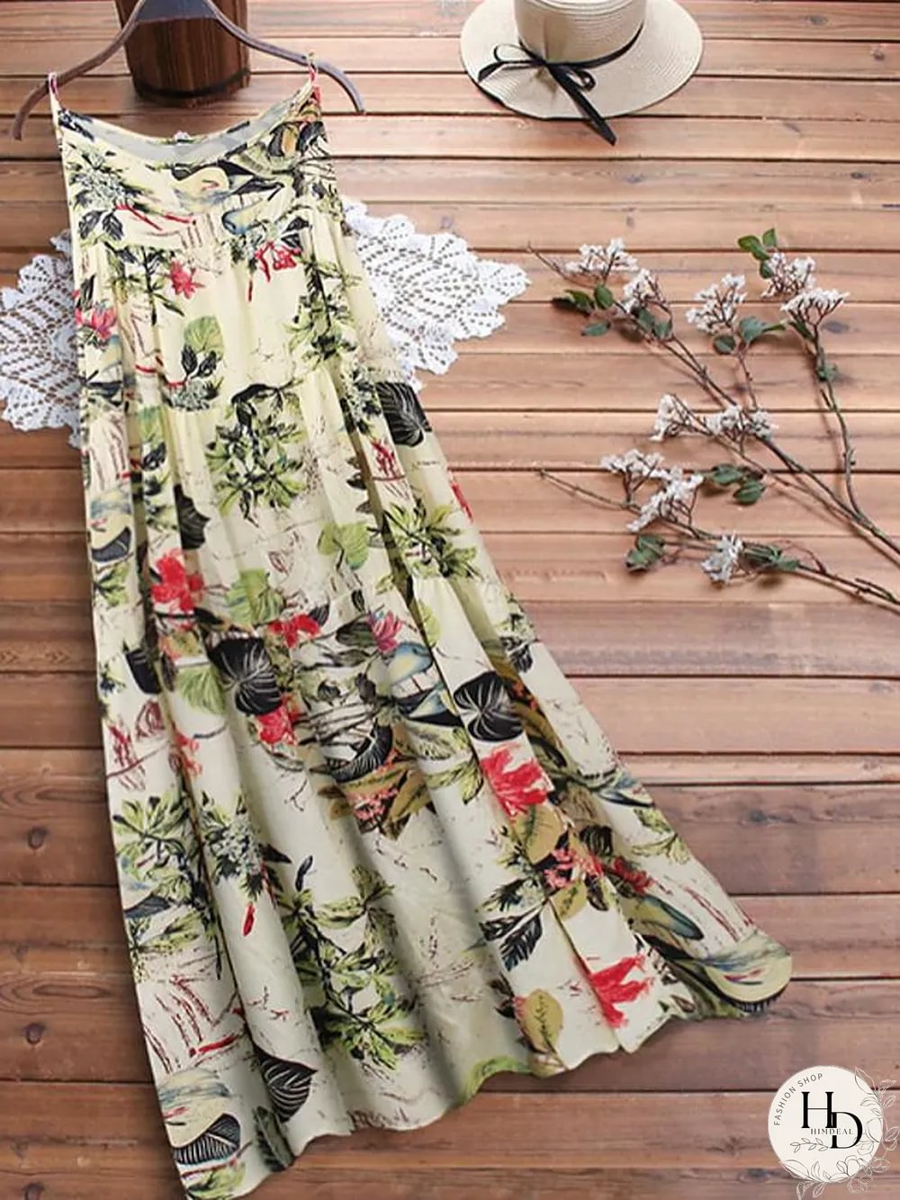 Women's Strap Dress Maxi long Dress Sleeveless Floral Summer Hot Casual Red Yellow M L XL XXL 3XL 4XL 5XL