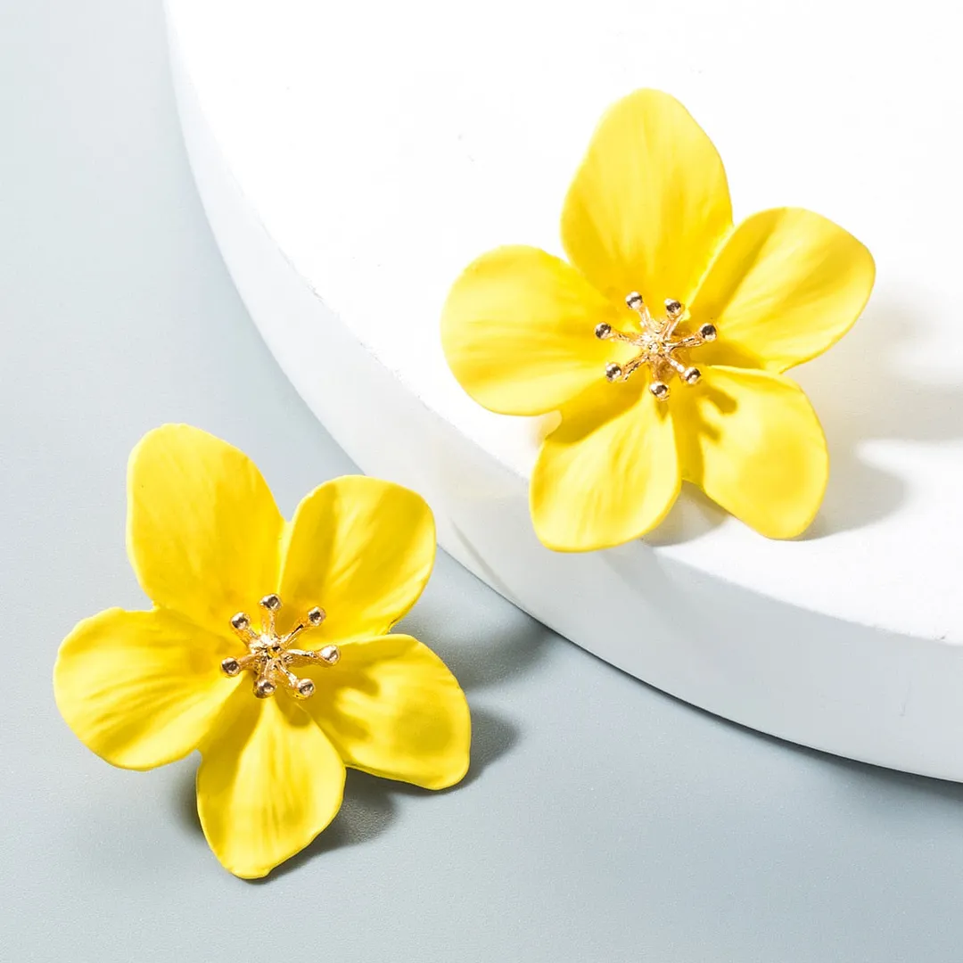 Dvacaman Bohemian Cute Long Double Layer Flower Statement Drop Earrings Women Summer Beach Party Metal Pendant Earrings Jewelry