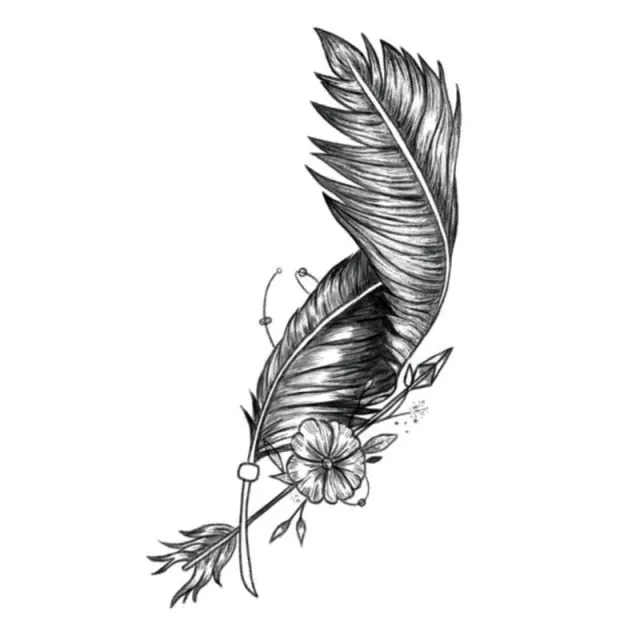 Waterproof Temporary Tattoo Stickers Butterfly Tiger Feather  Design Tattoo Children Black Body Art Fake Tattoos for Men Women