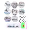 8Pcs/set Diamond Painting Saying Coaster Cup Cushion with Rack Home Decor