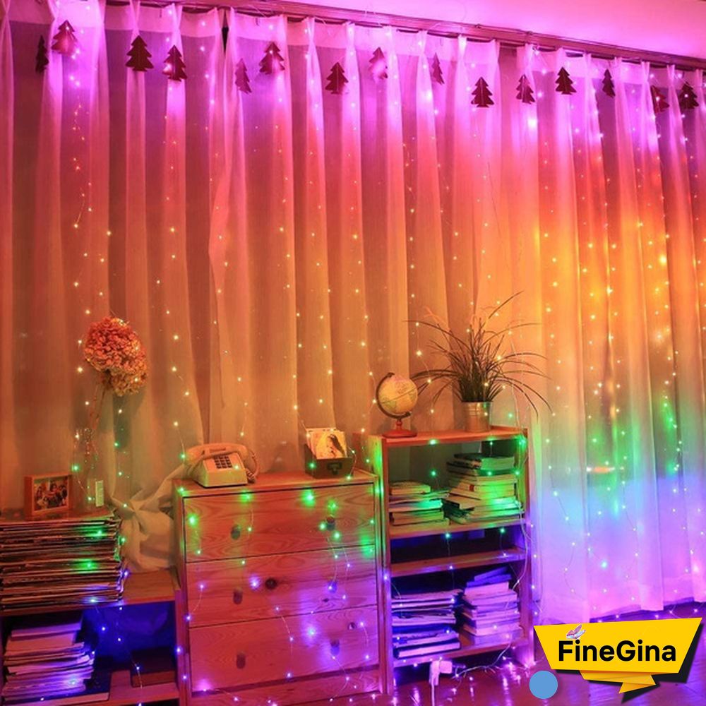 300LED Curtain String Lights 8 Modes with Remote Control Waterproof Fairy Lights Wedding Party Room Christmas Decoration Lights USB Powered