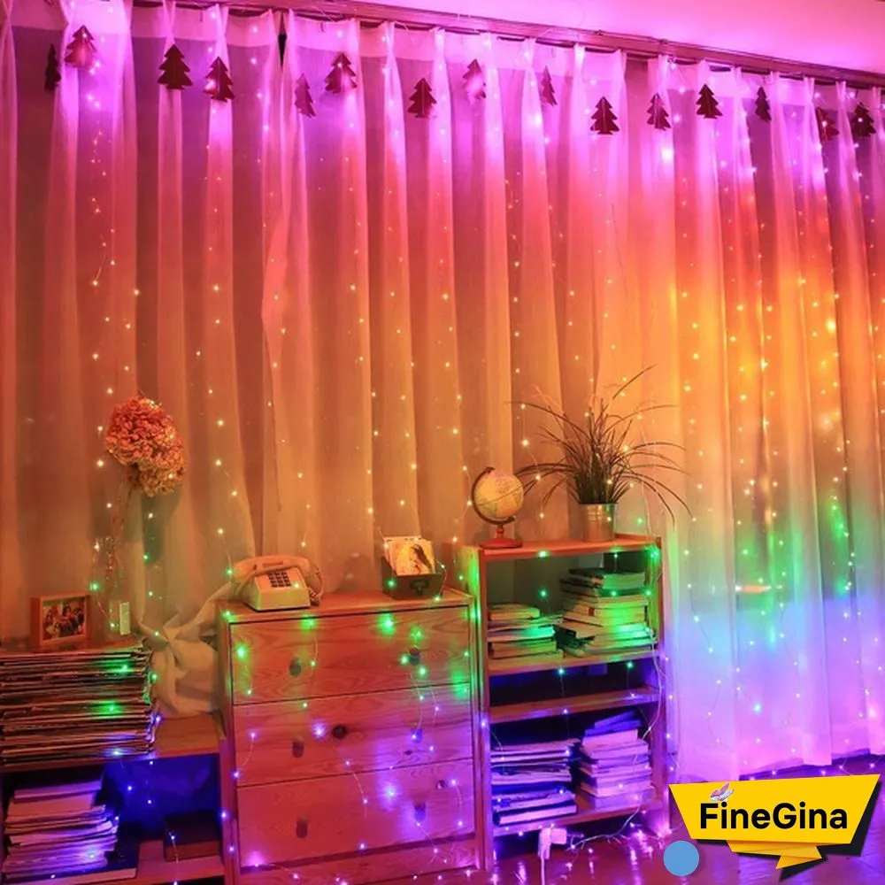 300LED Curtain String Lights 8 Modes with Remote Control Waterproof Fairy Lights Wedding Party Room Christmas Decoration Lights USB Powered
