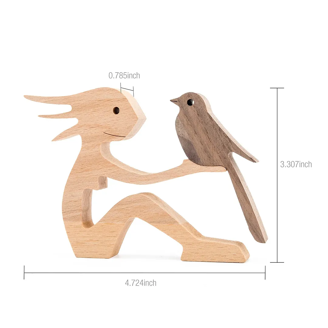 Puppy Family Wood Dog Carving Ornament Christmas Decoration Home Decor Figurine Desktop Table Sculptures For Dog Pet Lover Gifts