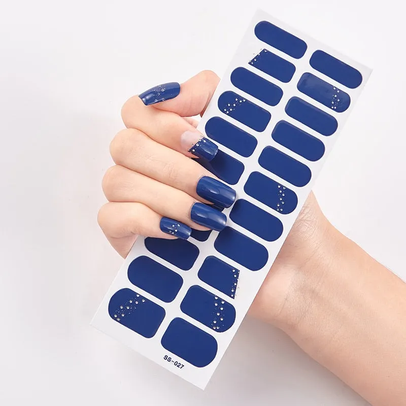 22 Tips/Sheet Solid And Shivering Patterned Nails Nail Wraps DIY Self Adhesive Nail Art Stickers 2020 Designer Nail Decals