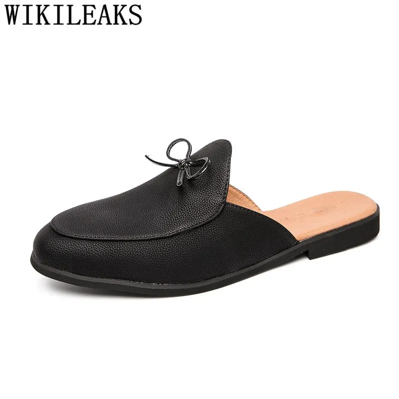 Half Shoes For Men Italian Brand Mule Masculino Coiffeur Mens Casual Shoes Hot Sale Designer Shoes Men High Quality Buty Meskie