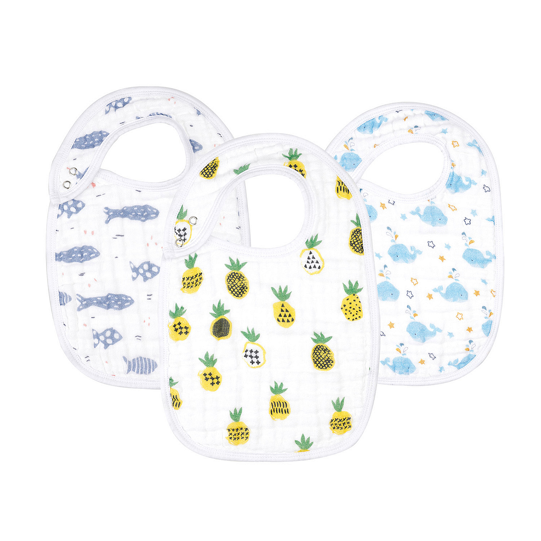 Egmao Baby Premium Organic Cotton Drool Bibs 3-Pack