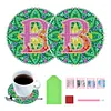 2Pcs/set Diamond Painting Letter Coaster Cup Cushion Home Decor
